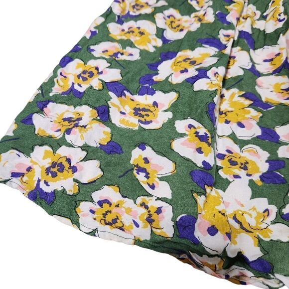 Modbe Skirt Medium Floral Mini Skater Green White Purple Short Linen Blend - Picture 5 of 11